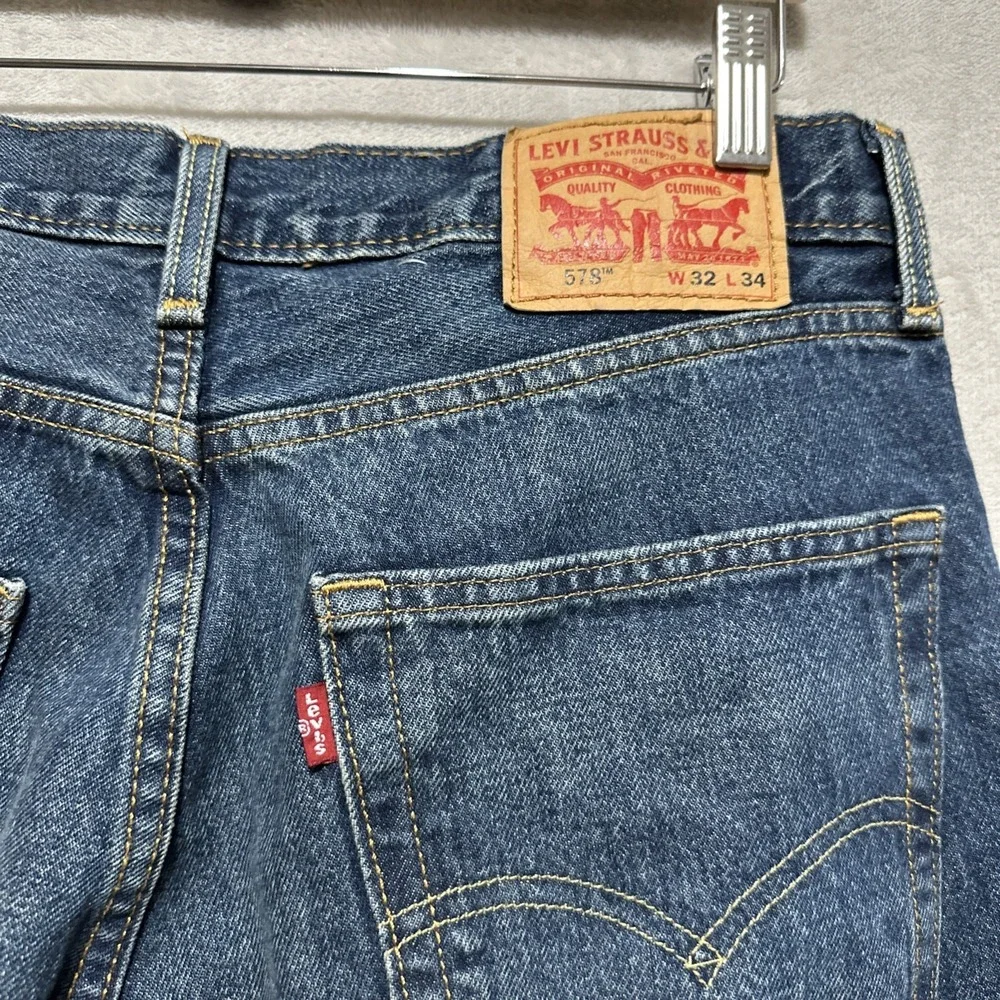 Levi's 578 Men's‎ Jeans Size 32 Baggy Denim Med Wash Blue High Rise Straight Leg